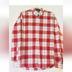 Express Classic Soft Wash Plaid Shirt Red & White Size Medium
